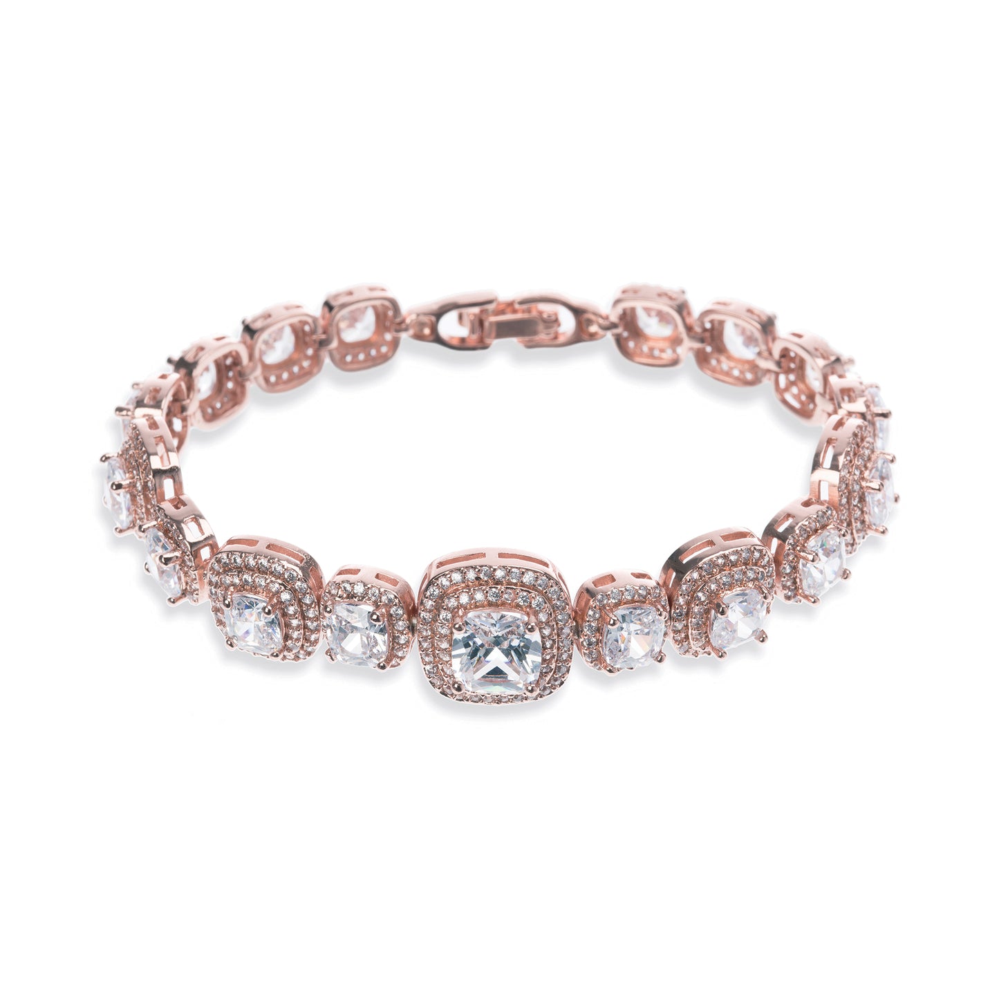 Beda -  Rose Gold Crystal Princess Cut Bracelet