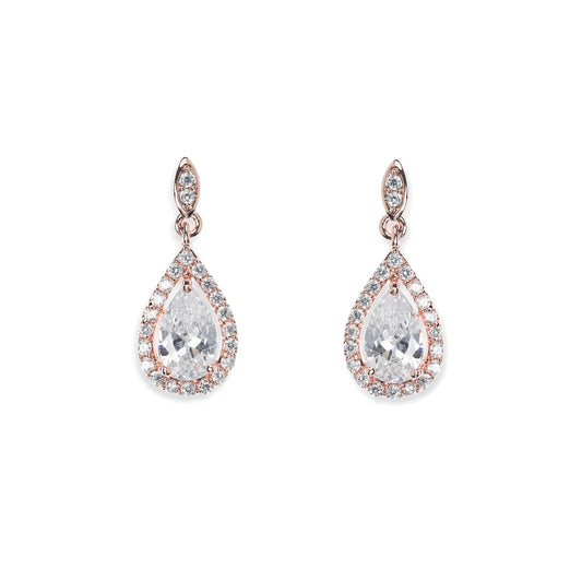 Beri - Rose Gold Crystal Teardrop Earrings