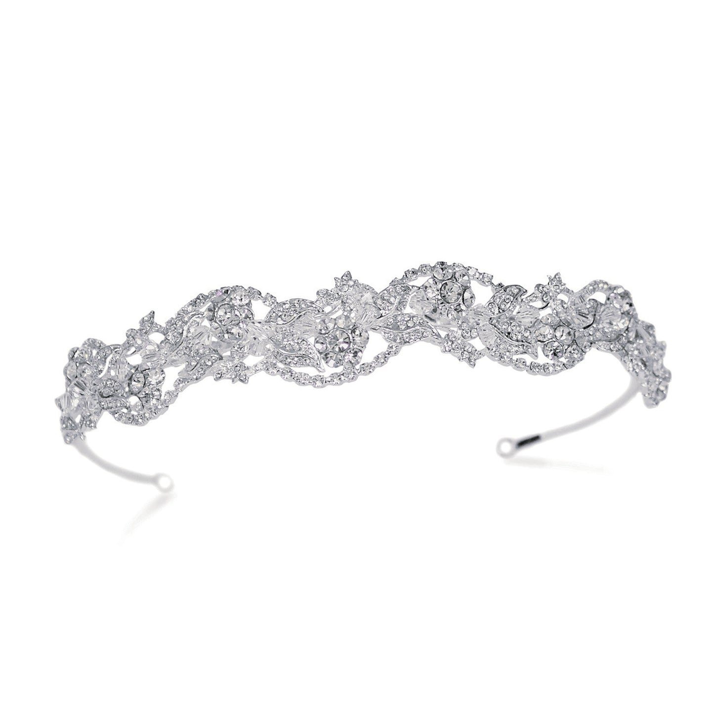 Bria - Silver Crystal Entwined Floral Band