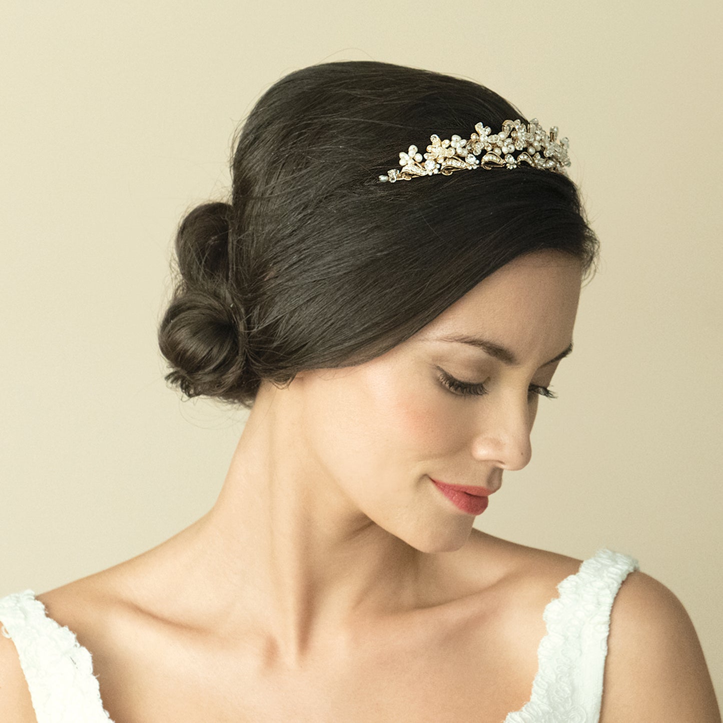 Candy - Gold Crystal and Pearl Antique Style Tiara