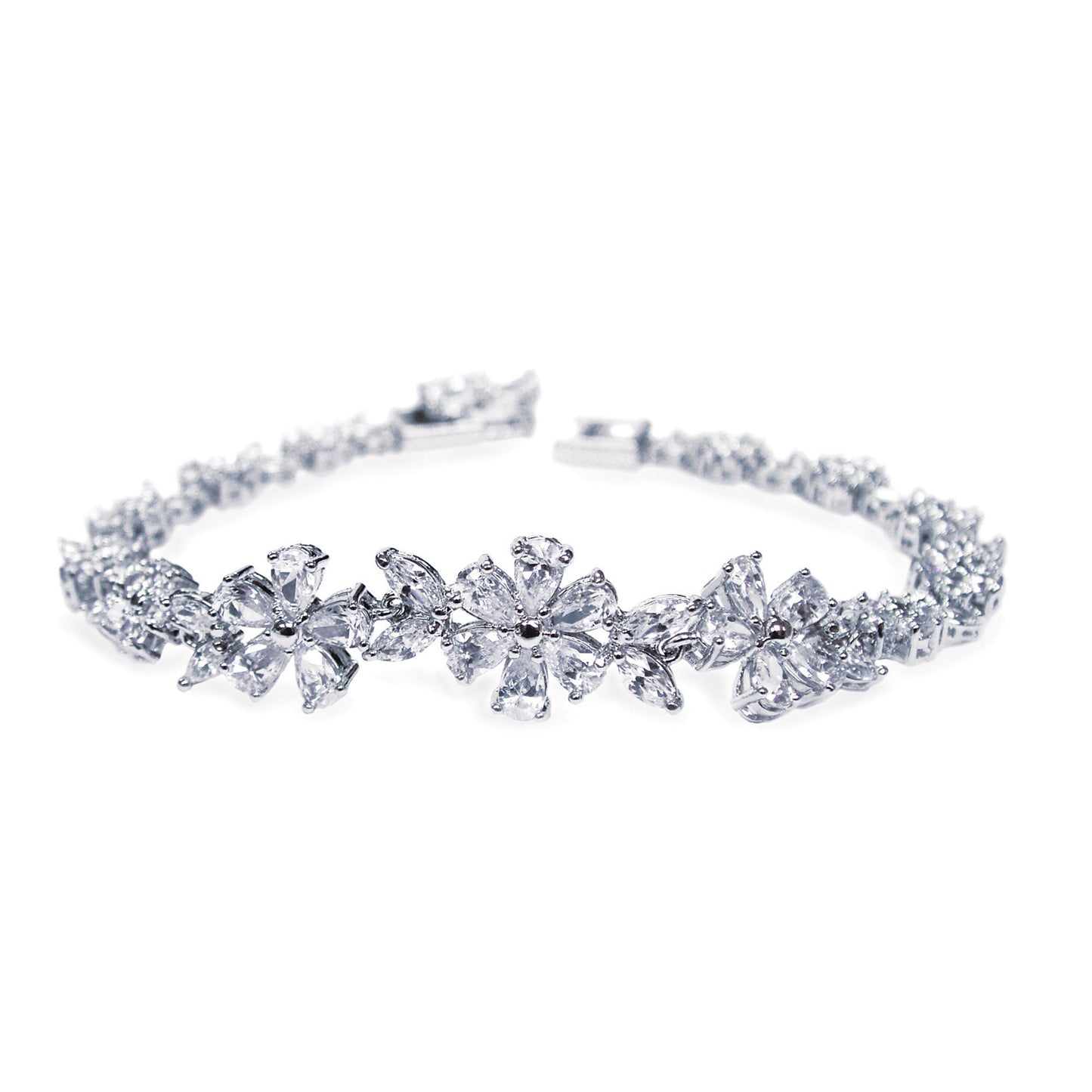Calypso - Rhodium Crystal Floral Bracelet