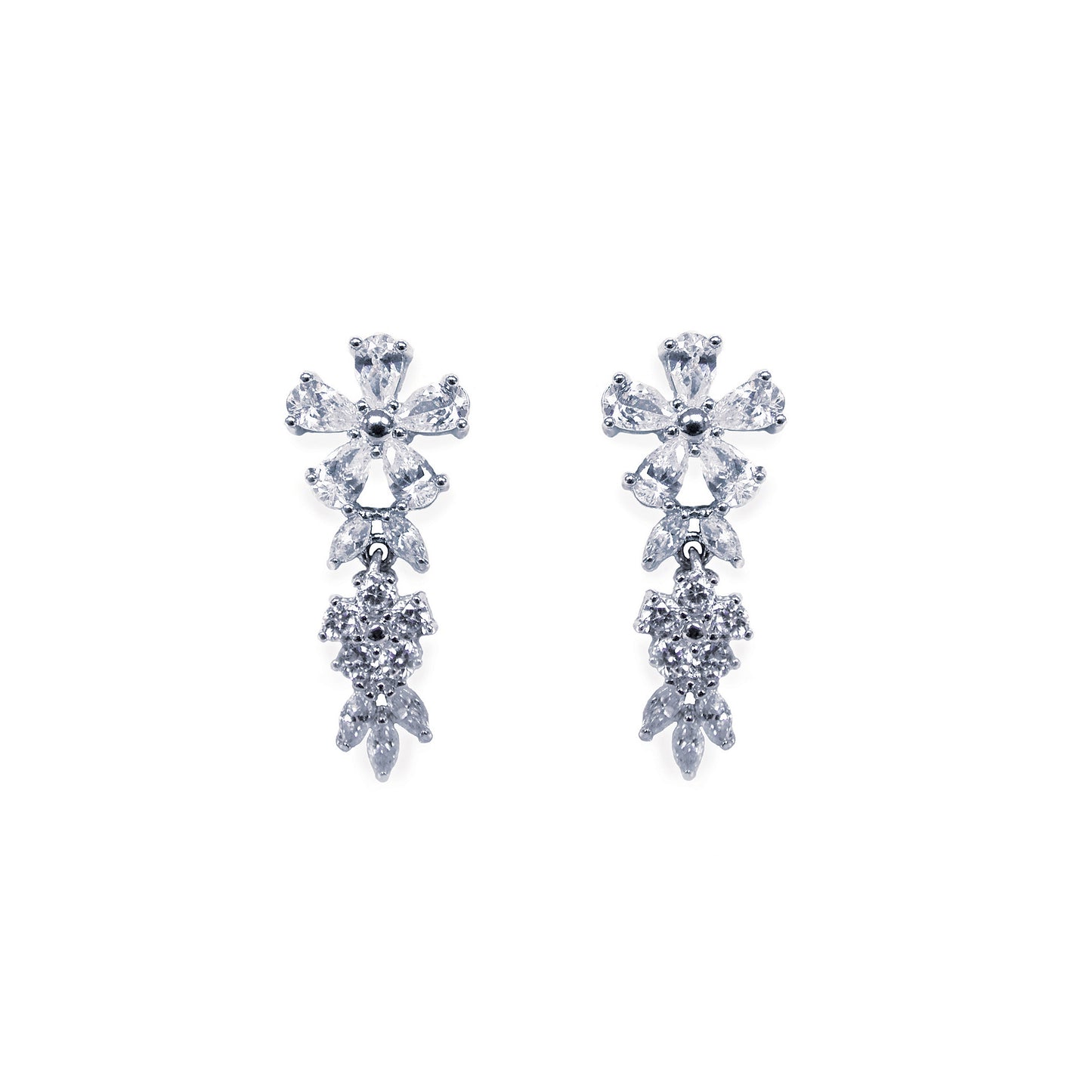 Calypso - Rhodium Crystal Floral Earrings