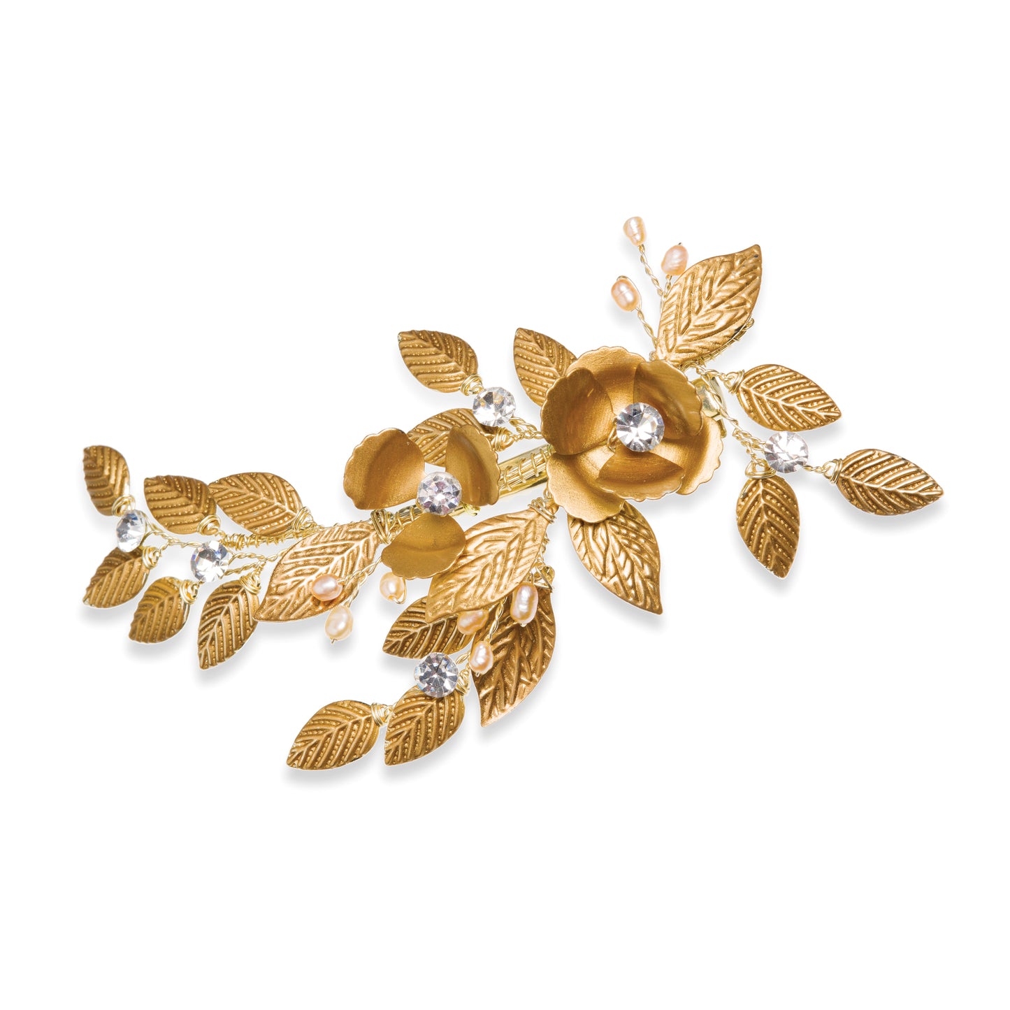 Carla - Bronze Enamelled Crystal Leaf and Flower Clip