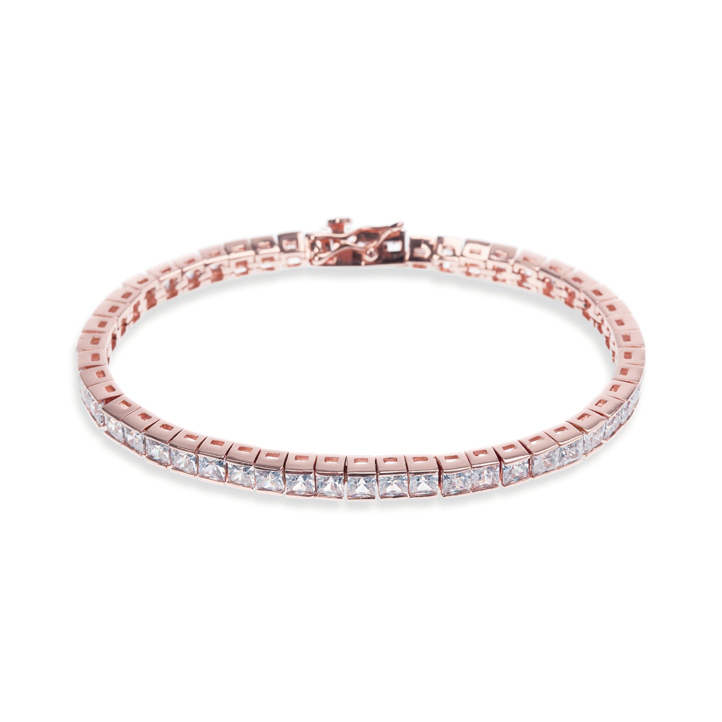 Everlee - Rose Gold Crystal Square Tennis Bracelet