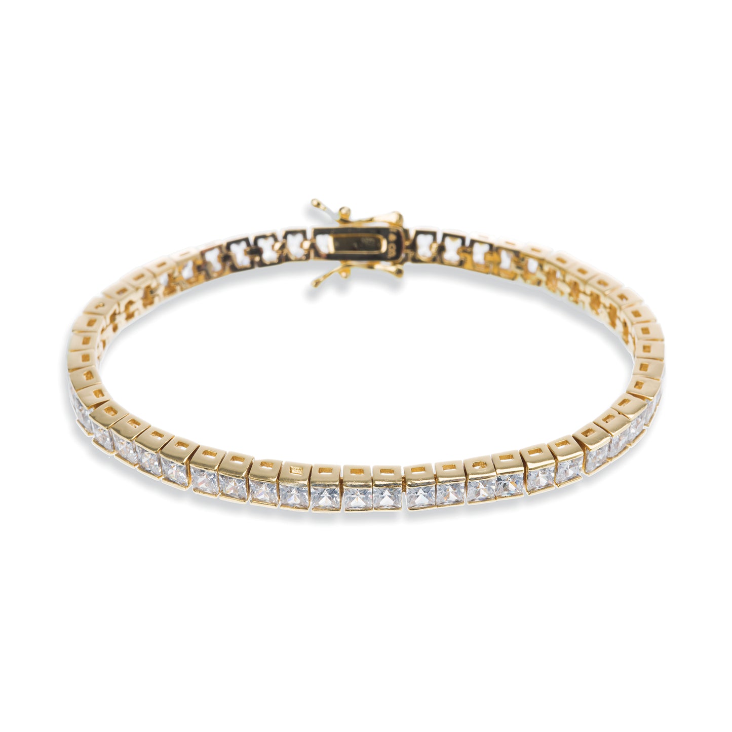 Edna - Gold Crystal Square Tennis Bracelet