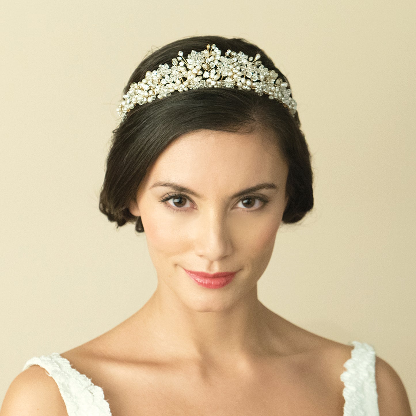 Emmerald - Gold Crystal and Pearl Luminous Statement Tiara