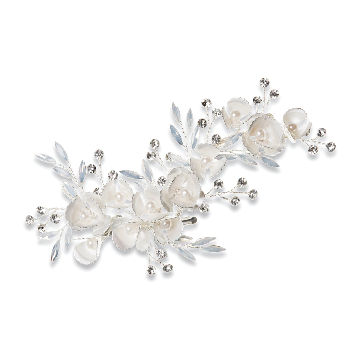 Flora - Silver Crystal and Opalescent Floral Clip