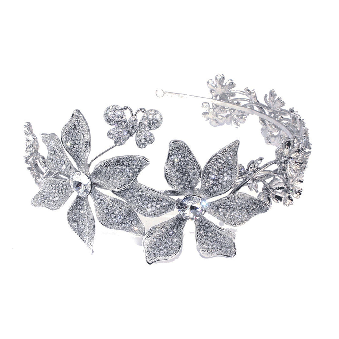 Goldust - Rhodium Crystal Statement Flower Headpiece