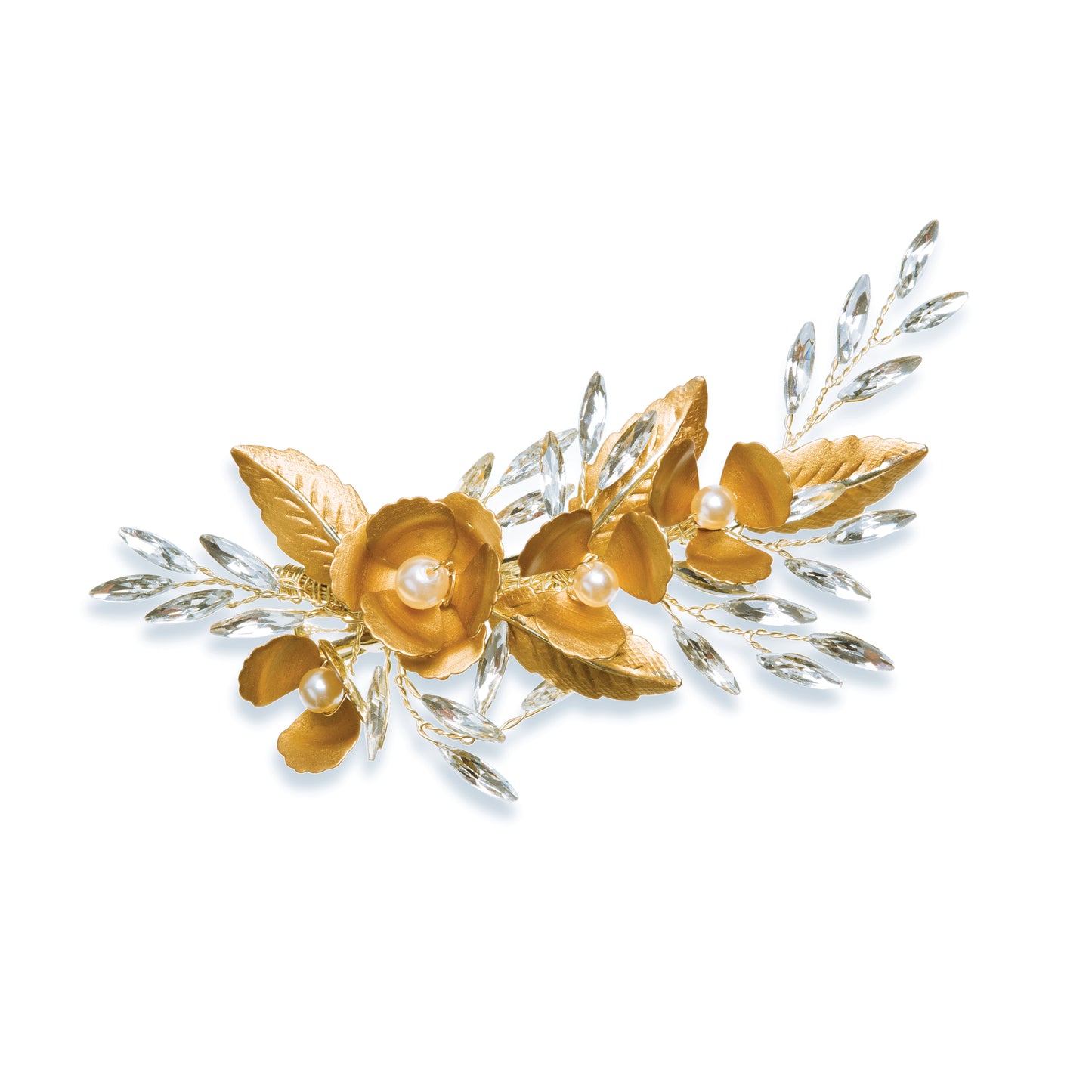 Gira- Bronze Crystal and Pearl Dainty Flower Clip
