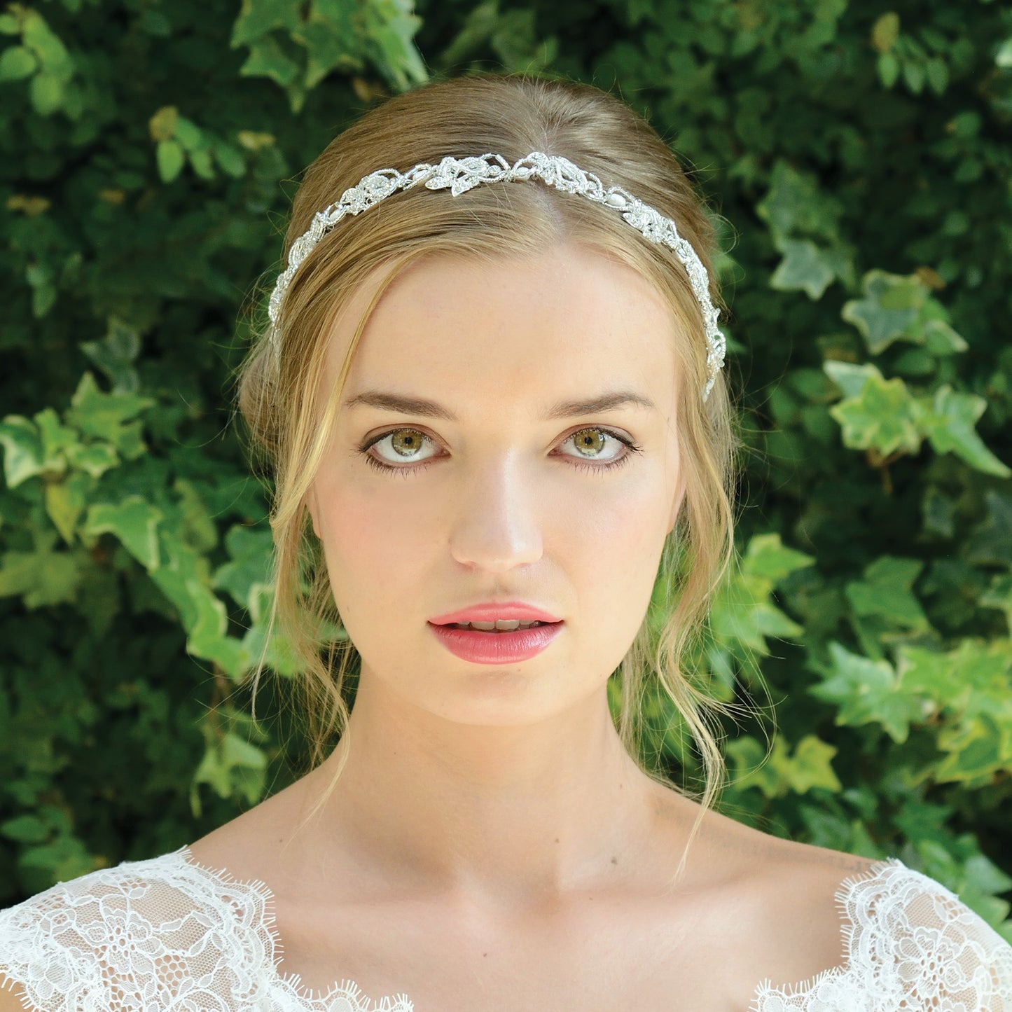 Imogen - Silver Crystal and Pearl Intertwined Floral Hair Vine