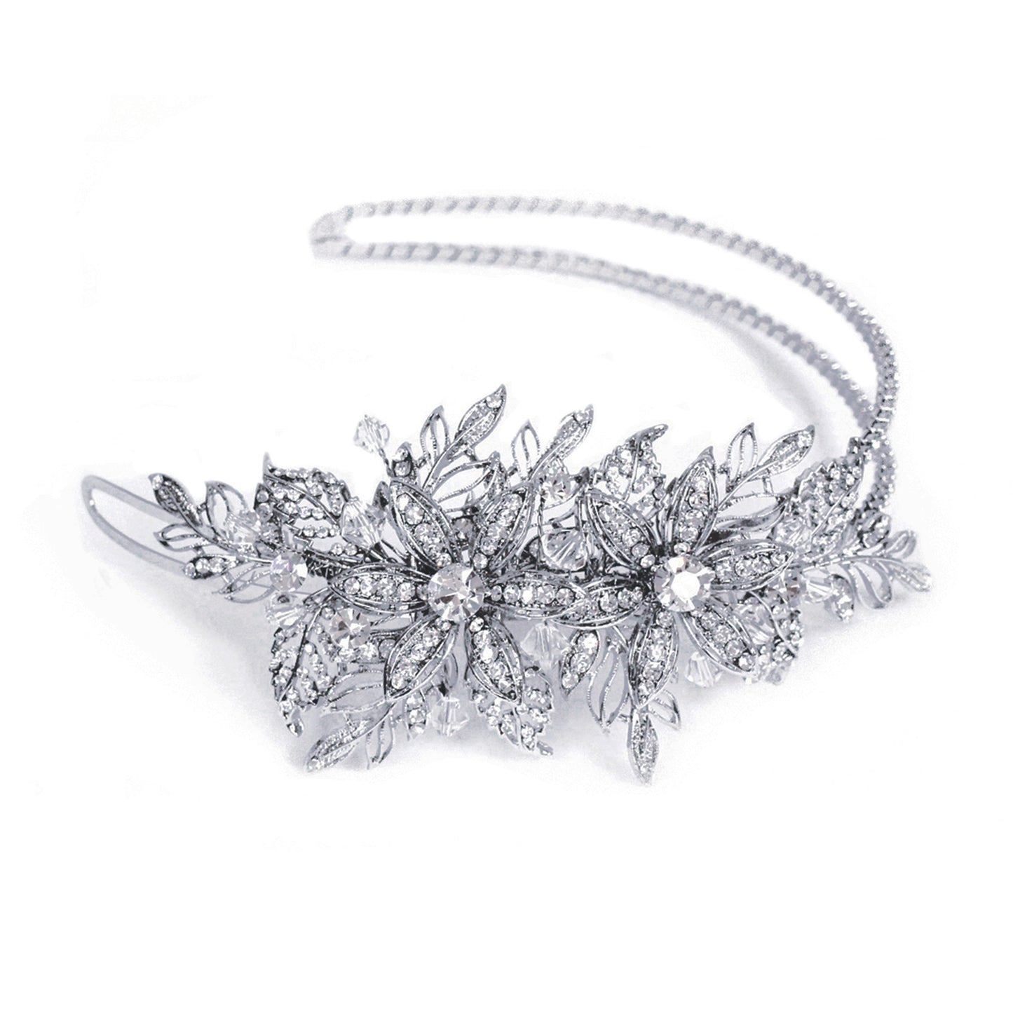 Jessie - Rhodium Crystal Romantic Headpiece