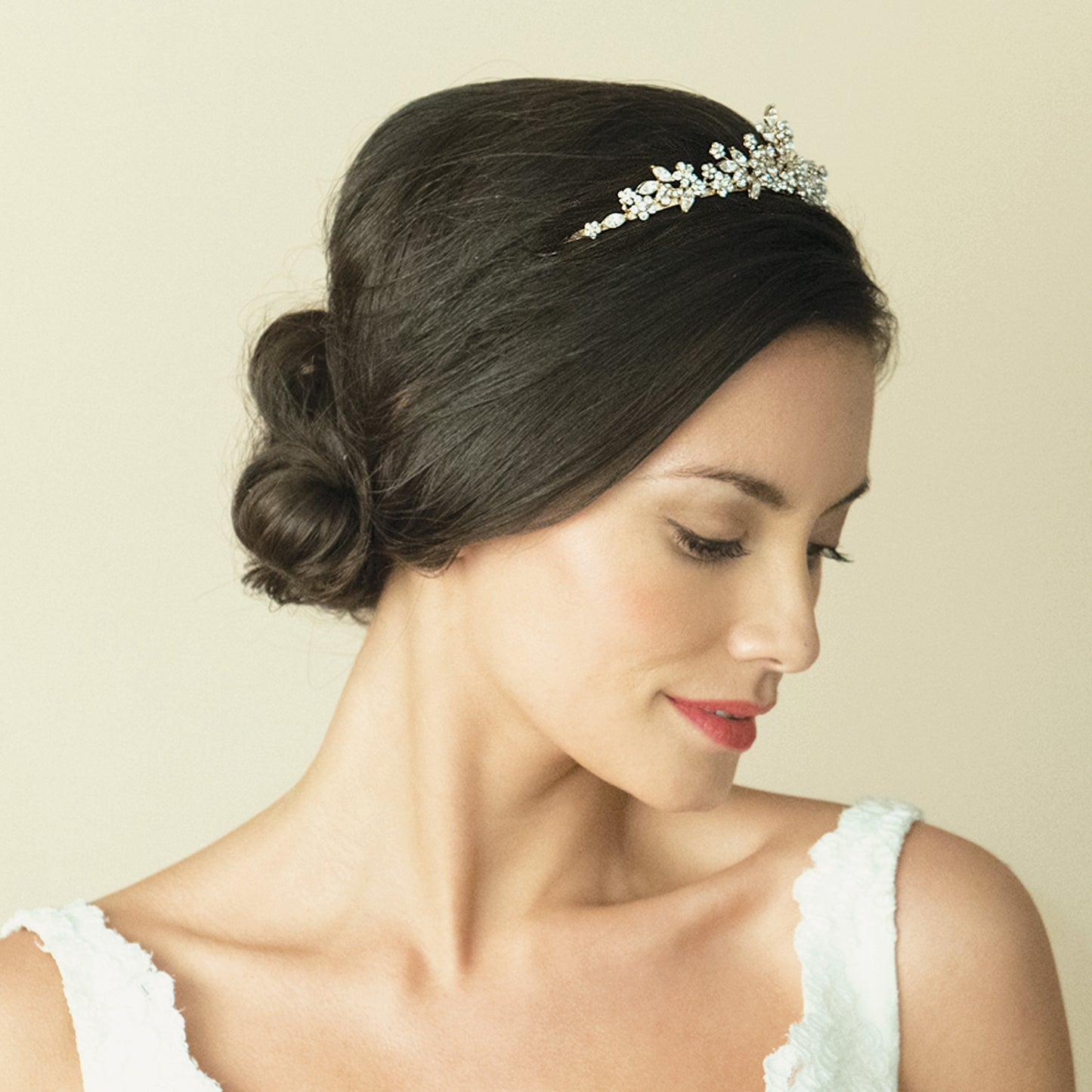 Lucy - Gold Crystal Floral Vine Tiara
