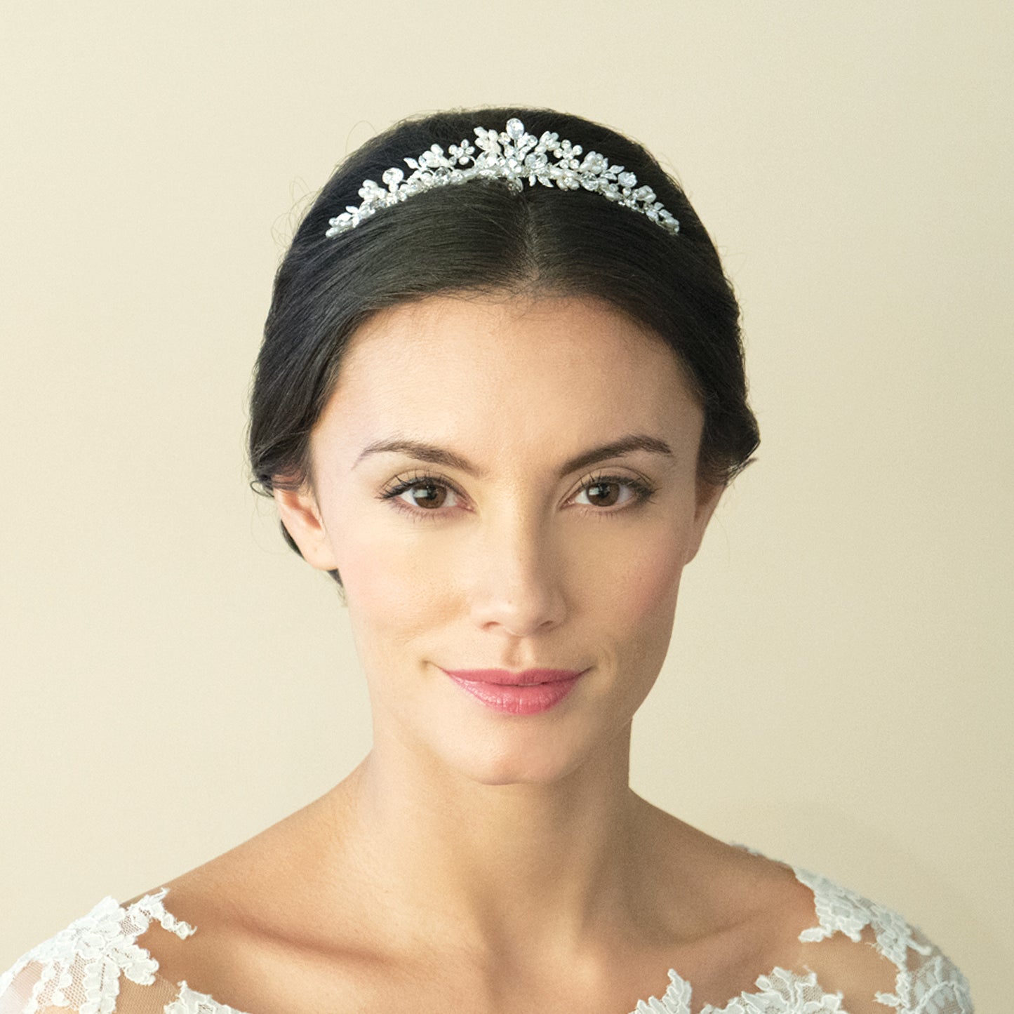 Millie - Silver Crystal and Pearl Delicate Floral Tiara