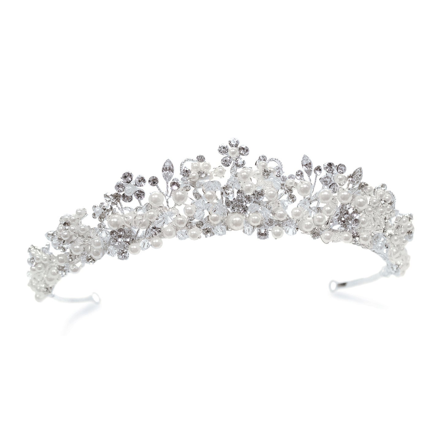Niamh - Silver Crystal and Pearl Classic Tiara