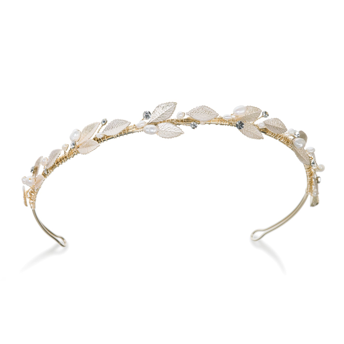 Penny - Gold Crystal and Pearl Enamelled Leafy Band