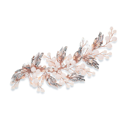 Palma - Rose Gold Crystal and Opalescent Scroll Clip