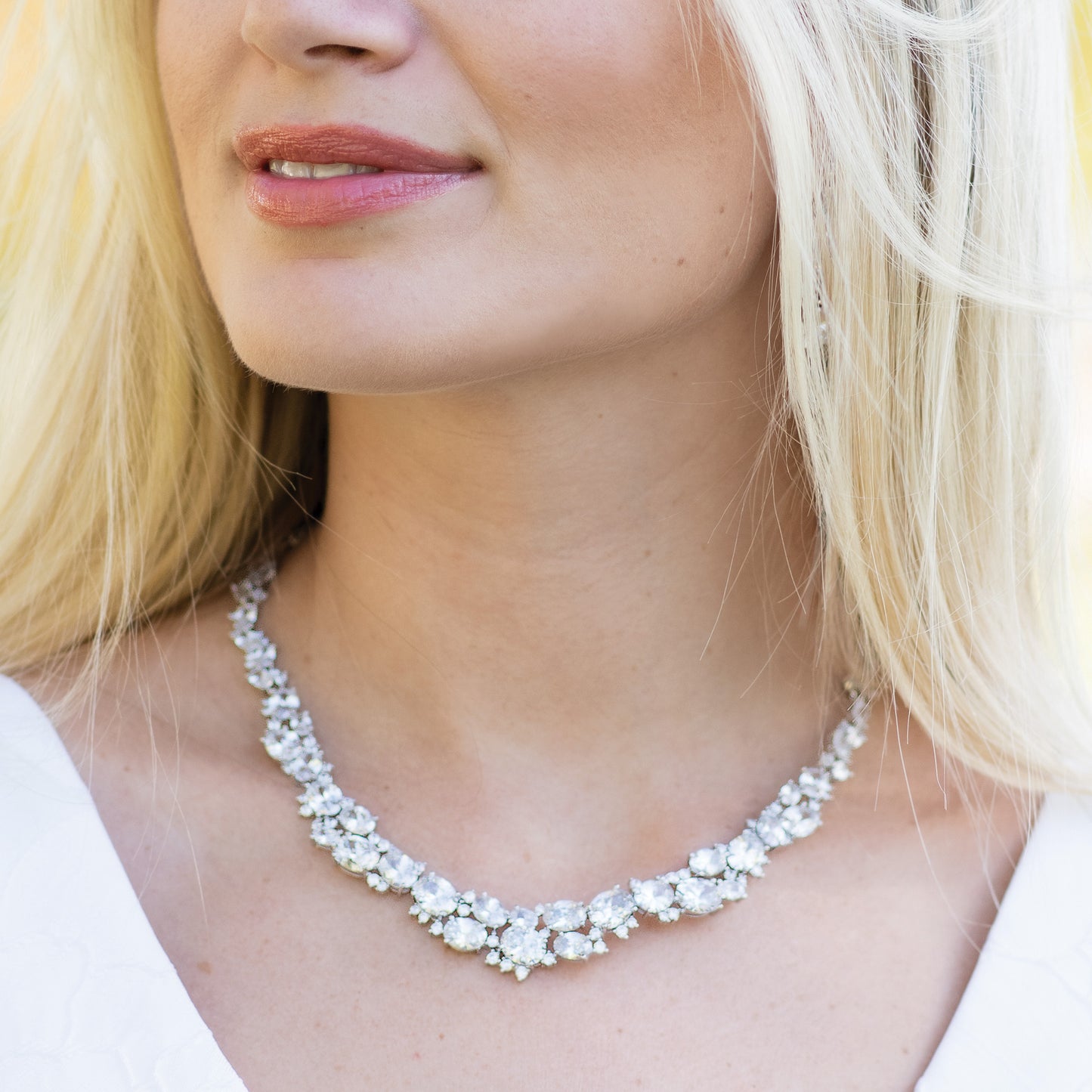 Persian - Rhodium Crystal Dazzling Cluster Necklace