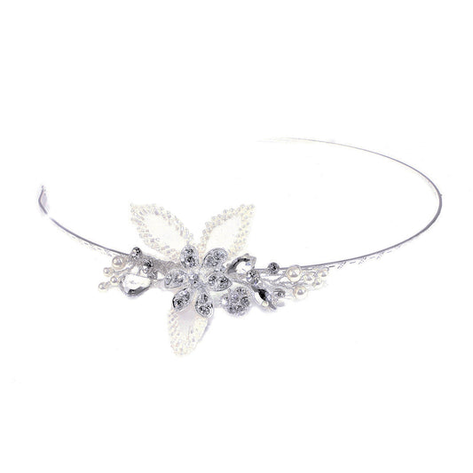 Paloma - Silver Crystal and Pearl Dainty Headpiece