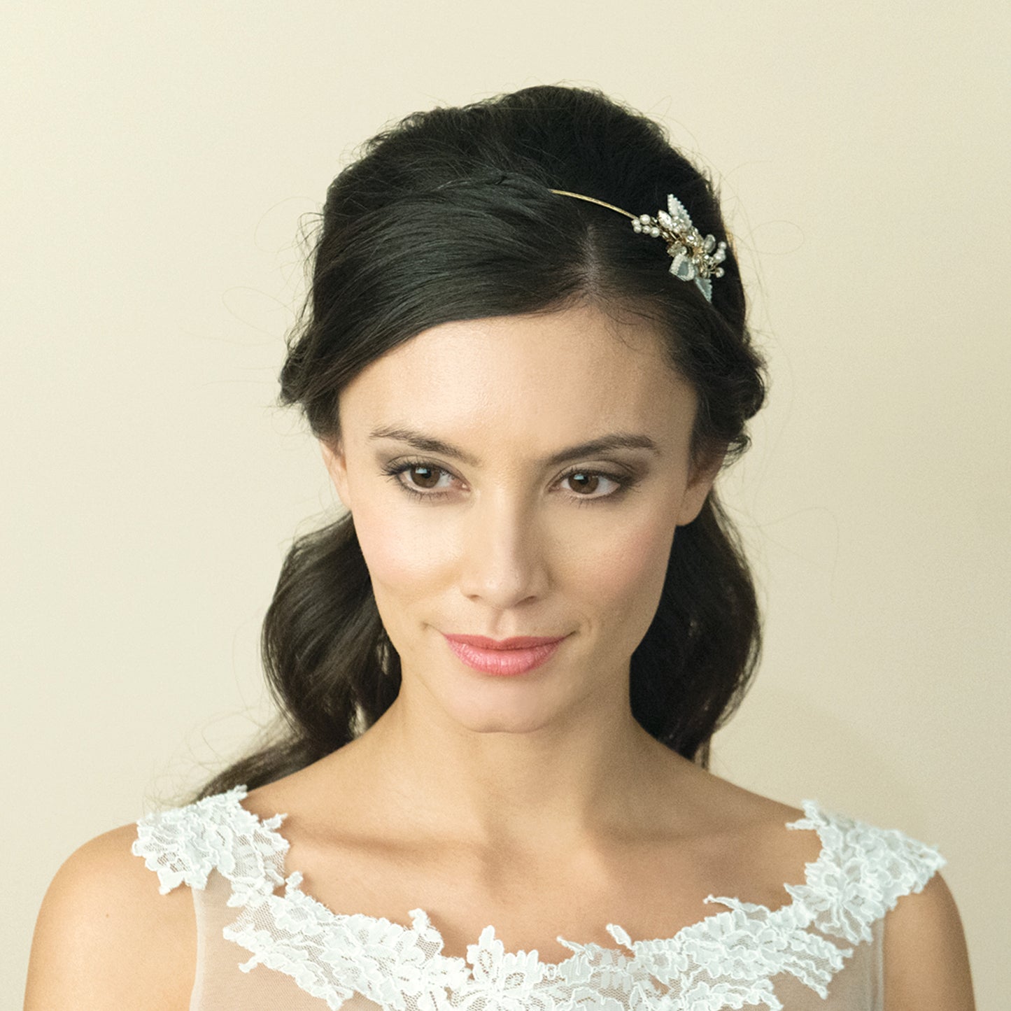 Pia - Gold Crystal and Pearl Dainty Headpiece