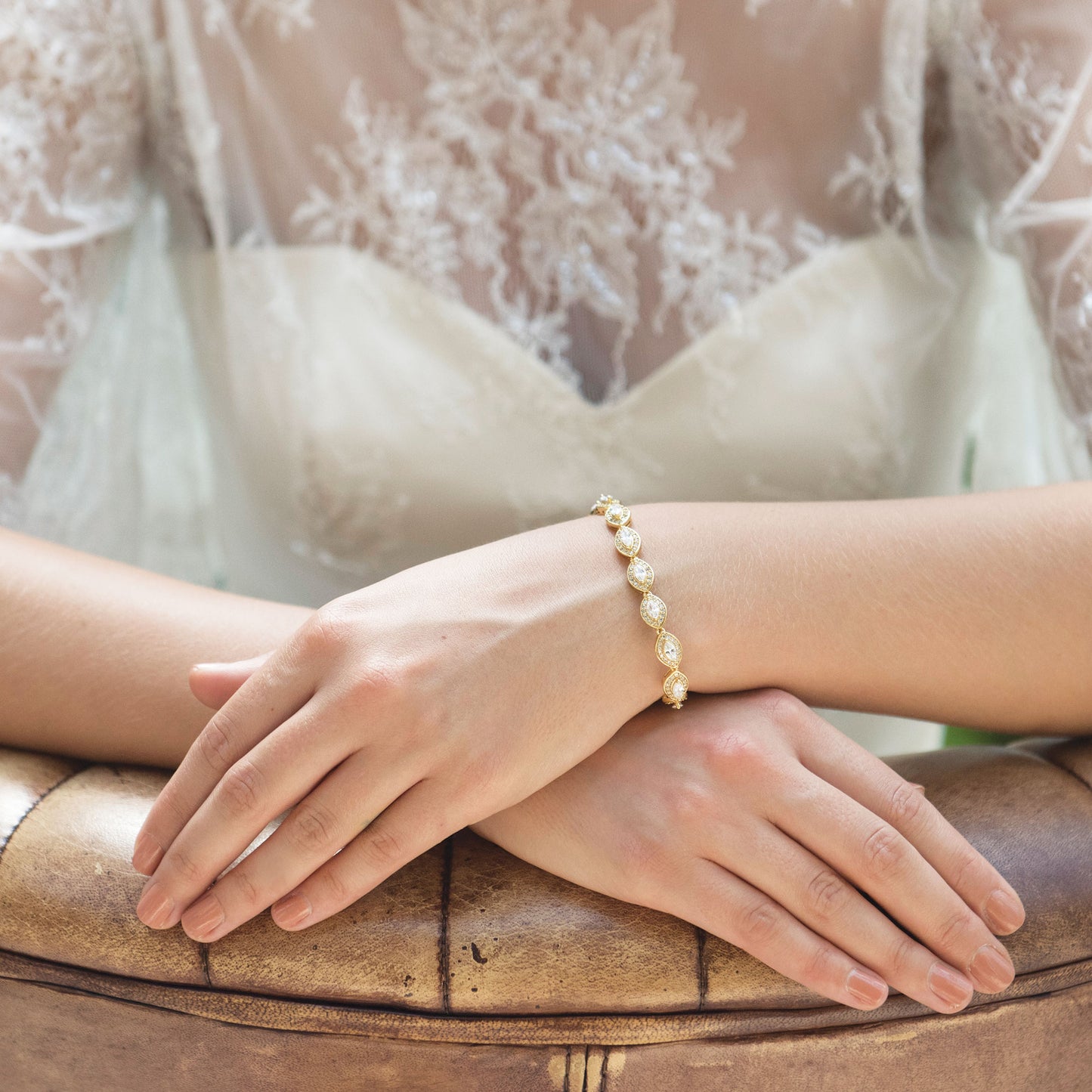 Piya - Gold Crystal Marquise Cut Bracelet