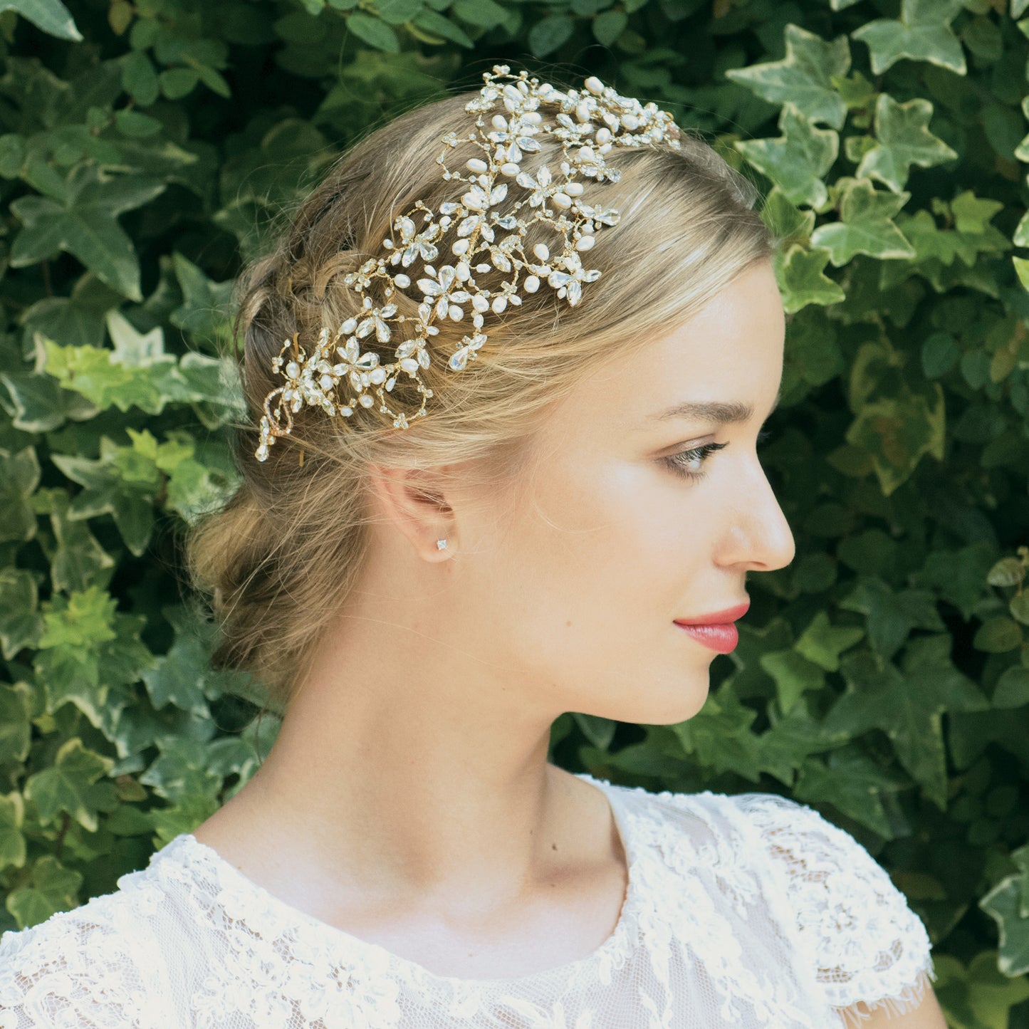 Sienna - Gold Crystal and Pearl Statement Hair Vine