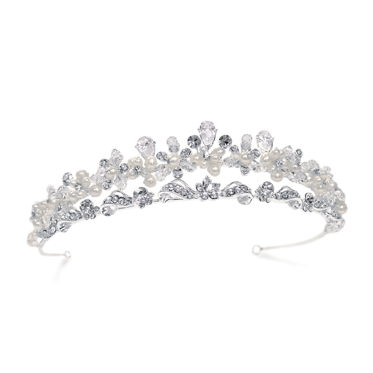 Sarah - Silver Crystal and Pearl Antique Style Tiara