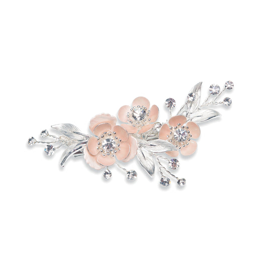 Sammy - Silver Crystal Pastel Enamelled Dainty Flower Clip