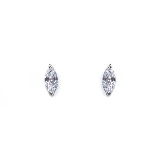 Tea Rose - Rhodium Crystal Marquise Cut Earrings