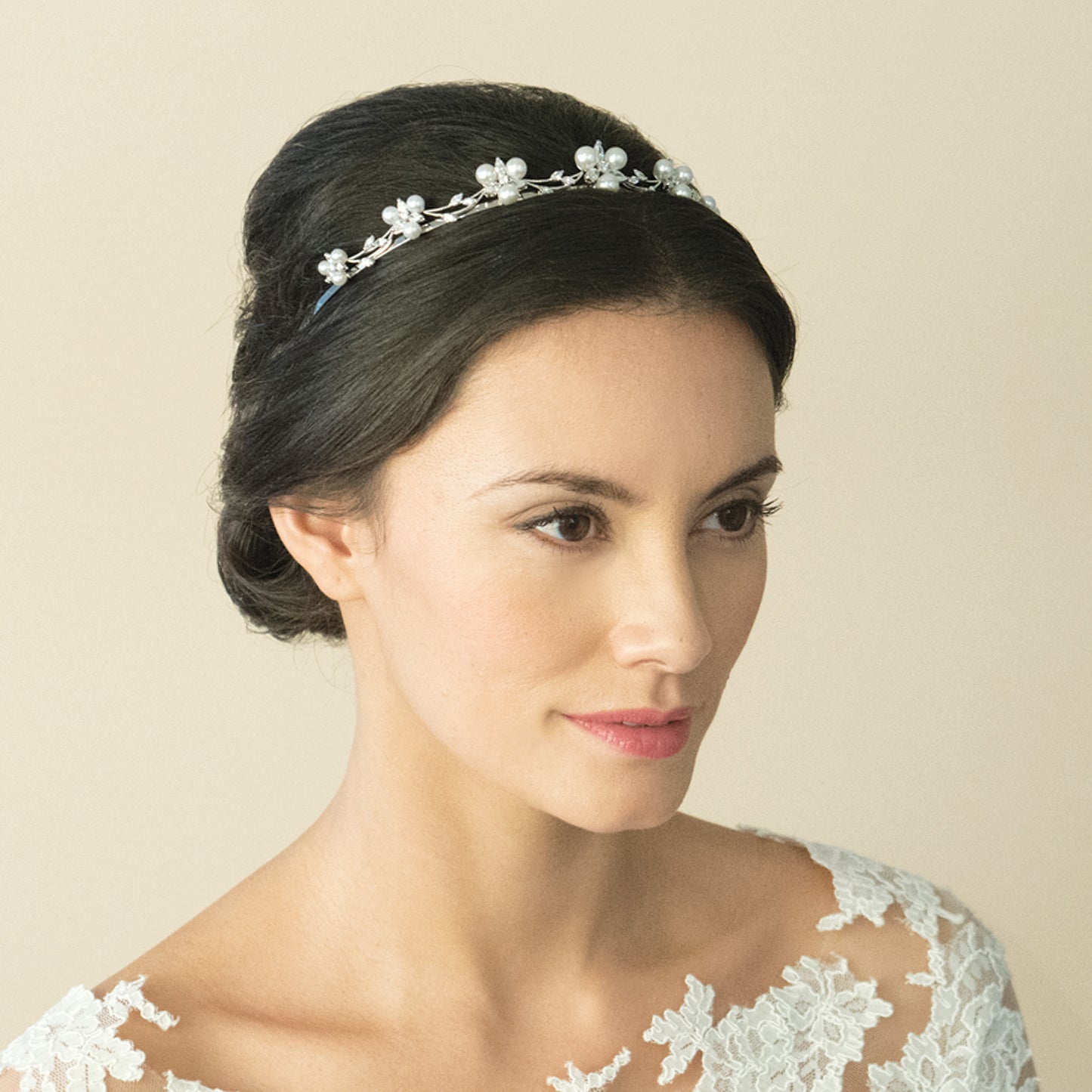 Willow - Rhodium Crystal and Pearl Dainty Flower Tiara